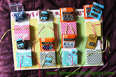 My daughter loved the beads for jewelry making gift theme I chose for her 8th birthday countdown gift! Free templates found on www.homemadegiftguru.com