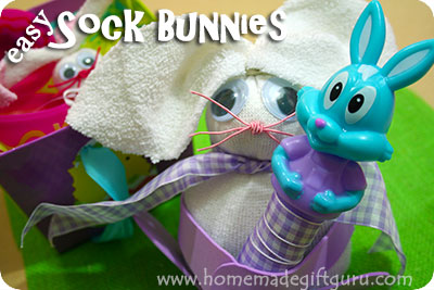 It's easy to make a no-sew sock bunny...