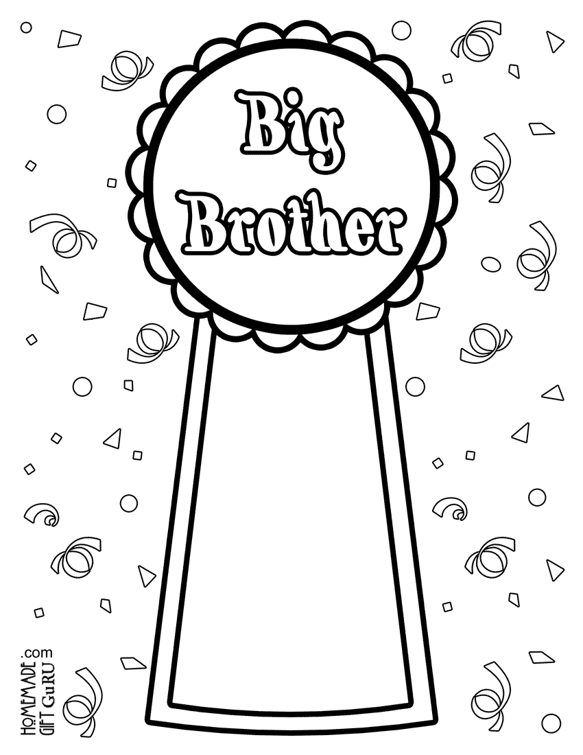 Print this big brother coloring page to honor the big brother-to-be!