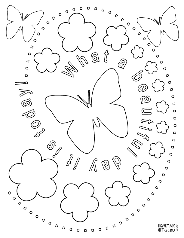 Make it a beautiful day with this free printable butterfly and flower coloring page!