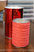 Use up-cycled tin cans for the base of your candy bouquets for an inexpensive homemade gift idea