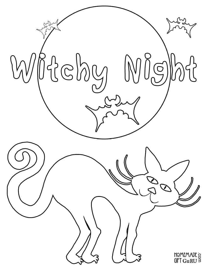 Free printable Halloween cat coloring page!