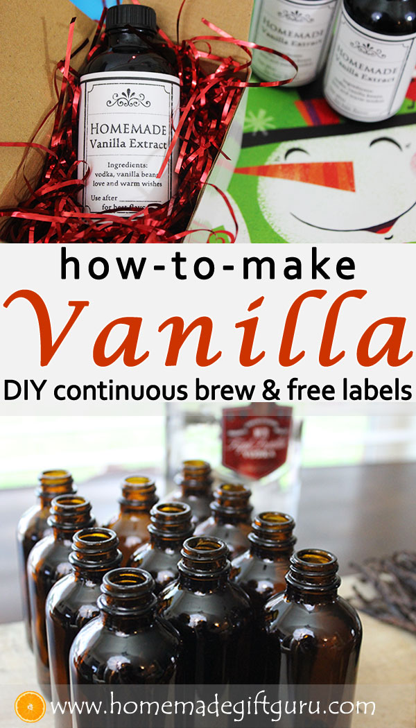 This continuous brew vanilla recipe makes the BEST homemade gifts! 
#homemadegifts #hostessgifts #housewarminggifts #homemadegiftsforchristmas #easyhomemadegifts #vanillalabels