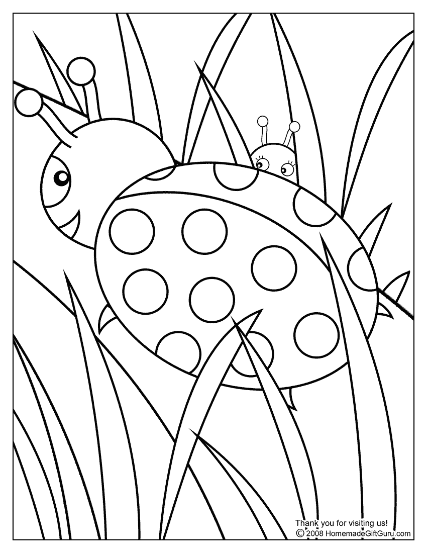 You can print this playful ladybug coloring page for kids just for stopping by www.homemadegiftguru.com!