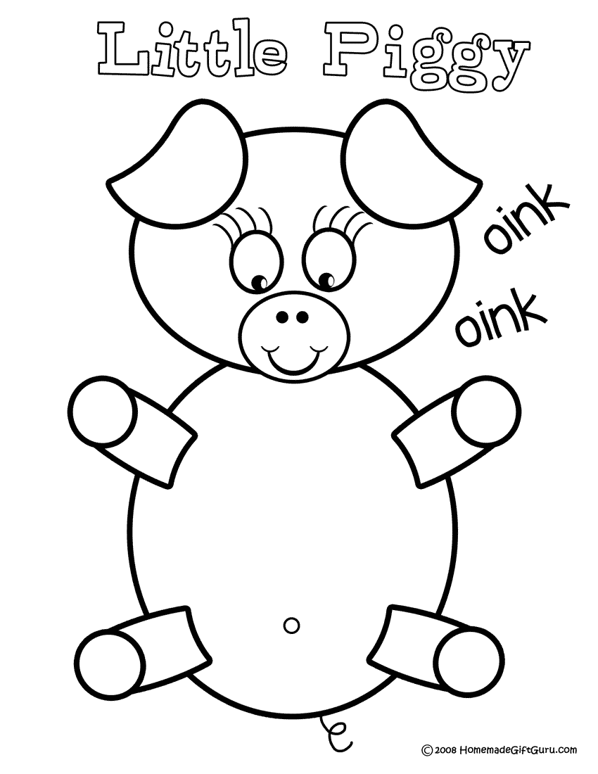 Print this free pig coloring page for some cute little piggy themed kid fun!