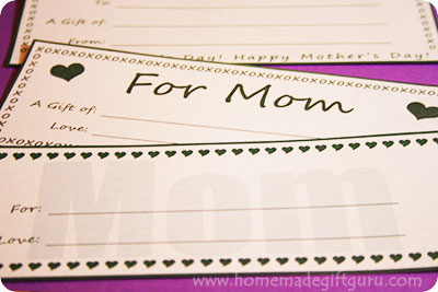 These printable gift certificates make great homemade gift ideas for mom!