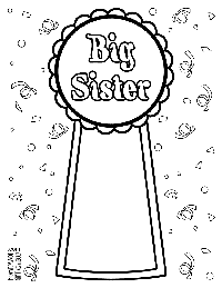 This big sister coloring page can be colored, cut and pinned to the big sister!