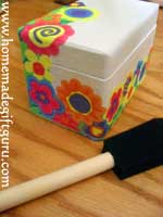 Decoupage Instructions: Start by painting the box. This keeps out moisture and makes a great base for decoupage.