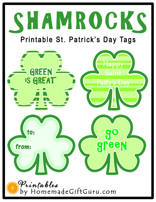 These shamrock tags go great with green St. Patrick's Day treats. Anything from green cookies to green drinks to green candy.