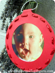 Here is a homemade Christmas ornament I had fun making with one of the Christmas gift tag templates on this page.