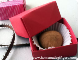 Homemade truffles inside origami boxes make adorable homemade Valentine Gifts!