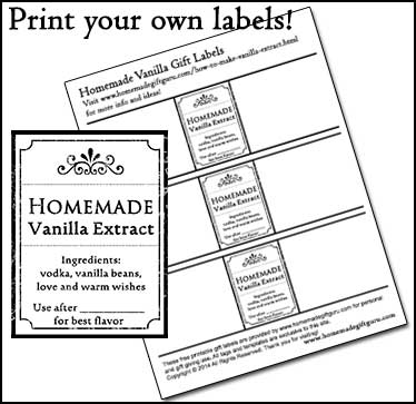 Free printable labels for your homemade vanilla extract.