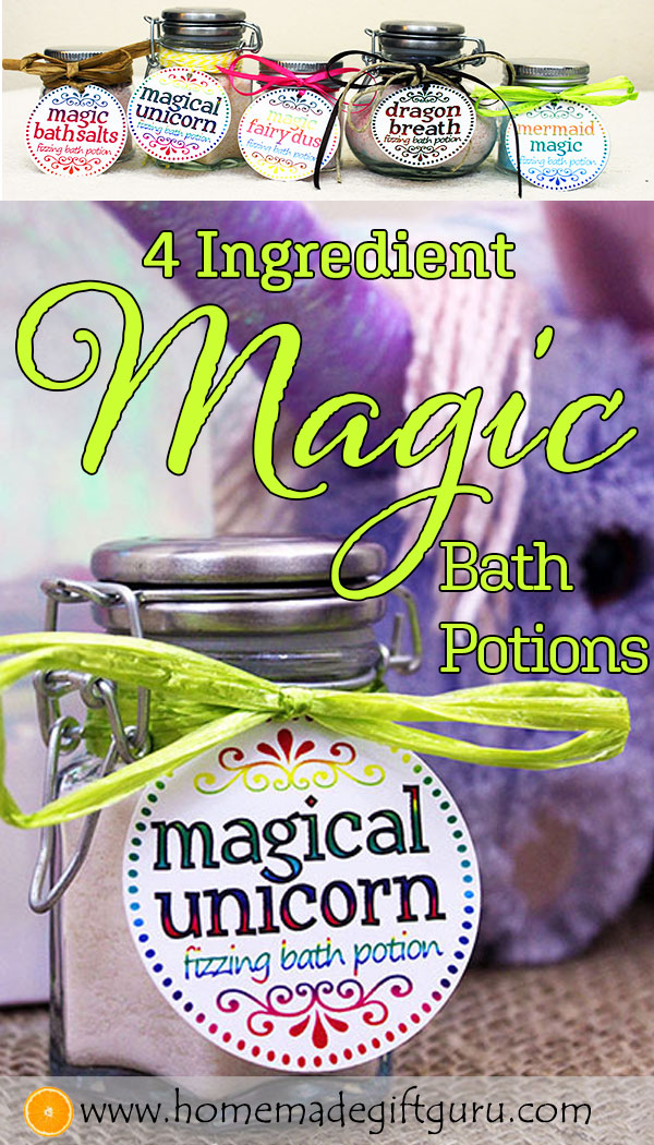 DIY MAGIC bath salts that fizz and change color upon activation, this 4 ingredients bath salt recipe is so EASY! #teengiftideasdiy #stockingstuffers #partyfavors #homemadegiftsforkids #unicorns