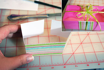 You can re-enforce your handmade gift box and liven up the design by folding decorative paper around the outside and inside of your DIY gift box.