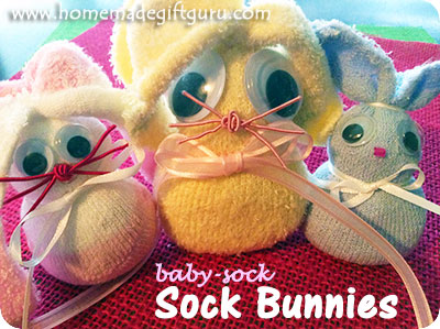 Sock bunnies from baby socks make fun little Easter gifts!