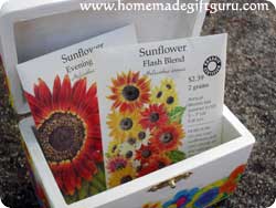 This decoupage box was used to give and store seeds for a gift!